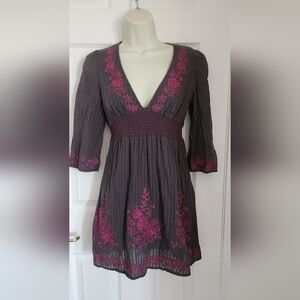 Boho v-neck long-sleeved dress